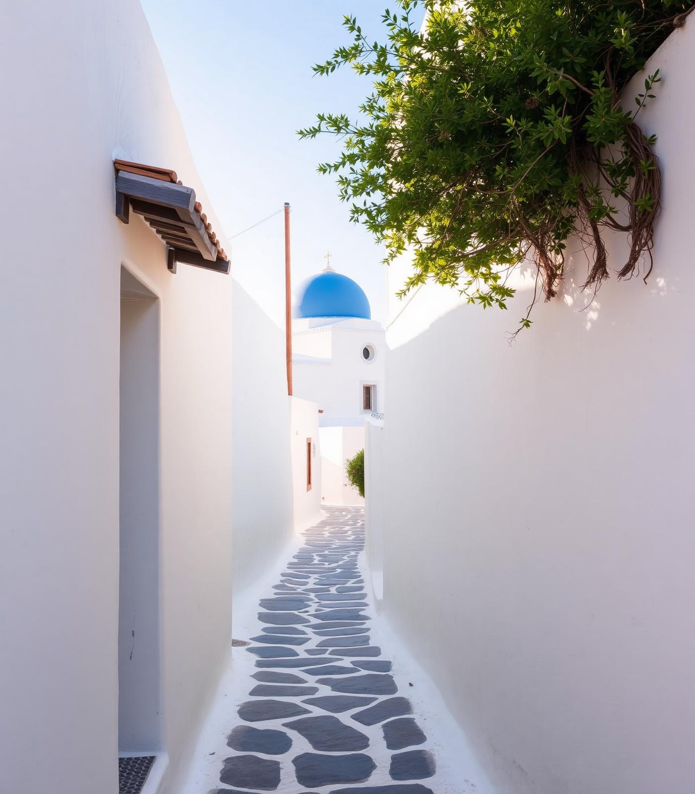 A whitewashed alley in Emporio village